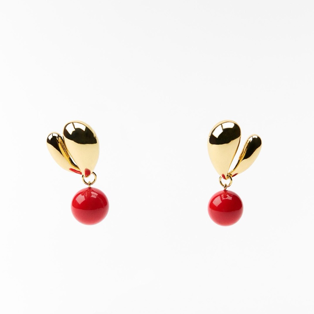 Zara double hoop ball earrings